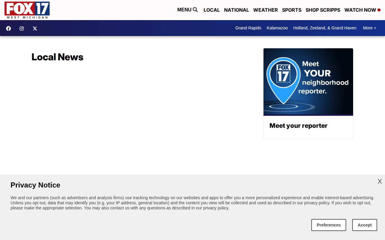 Kent County crime news listing on the FOX 17 local-news section